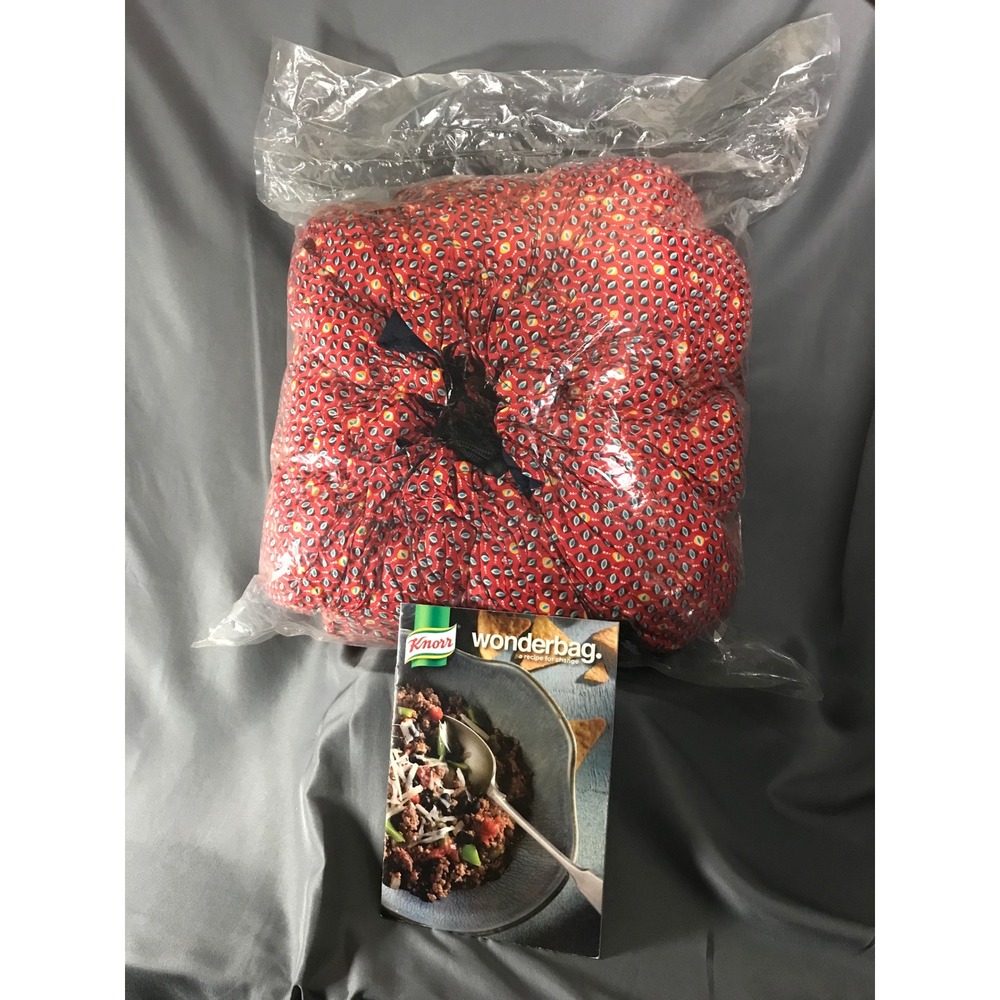 Wonderbag Non-Electric Portable Slow Cooker Red Patterned with Cookbook NEW